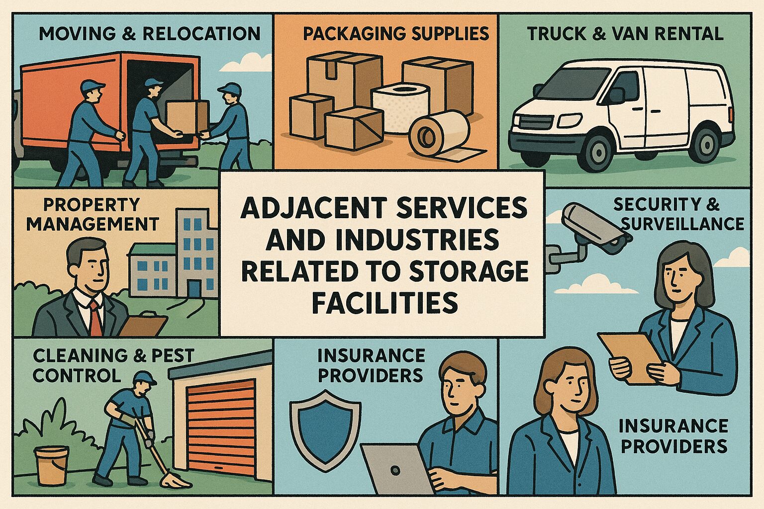 Diagram showing connections in the storage industry sector